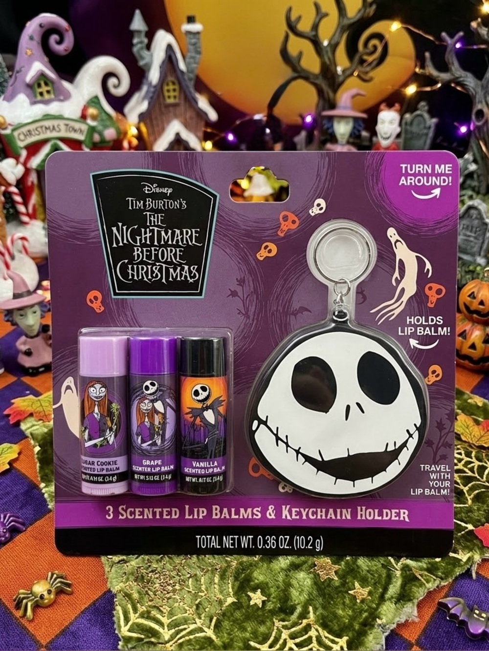 Jack Skellington Lip Balm 3-Pack with Keychain